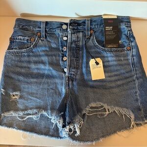 Levi's Blue Jean Shorts Distressed High-Waisted